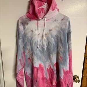 Tie-Dye Hoodie in Pink and Gray